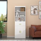 Timechee 70" Tall Bookcase, 2-Door Cabinet Storage w/ Drawer