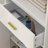 Timechee 70" Tall Bookcase, 2-Door Cabinet Storage w/ Drawer