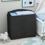 Timechee Changing Table in Black with 3-Drawer Dresser