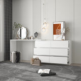 Timechee Home Rotating Dresser and Desk 6 Drawer Dresser Vanity Makeup