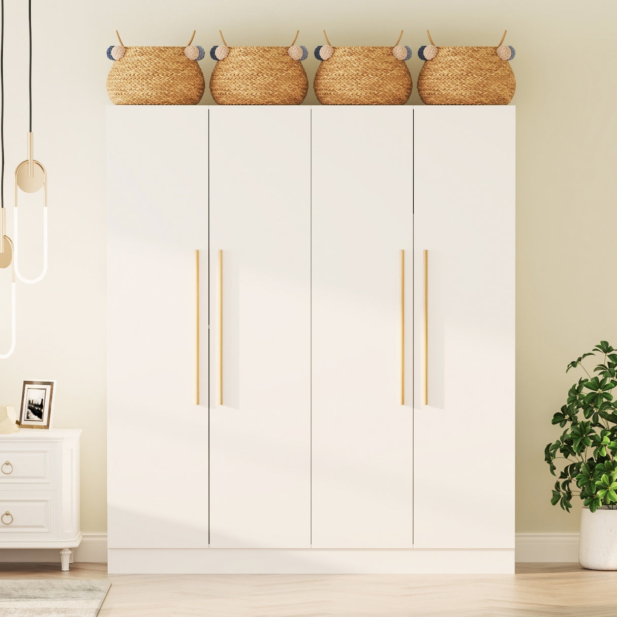 Timechee Large Armoire Wardrobe Closet Cabinet 4 Doors