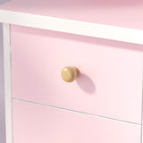 Timechee Makeup Vanity Set with Round Mirror, Drawers & Shelves - Pink - 31.5''L x 15.7''W x 52''H