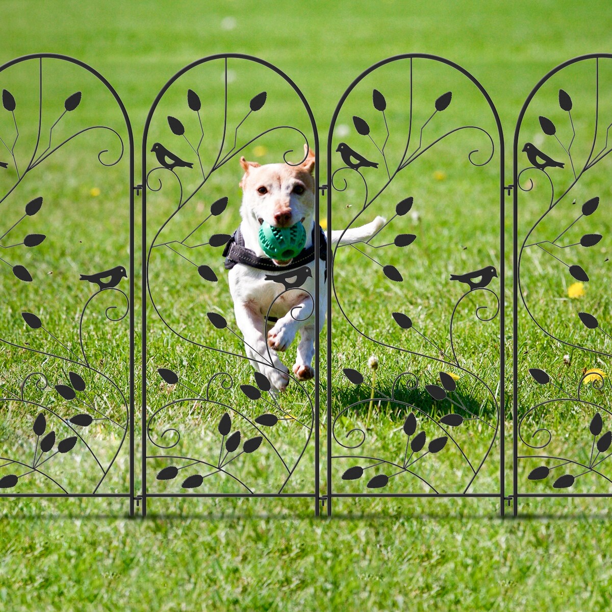 Timechee Tall Garden Fence, Metal Fencing Flower Barrier, 4 Panels