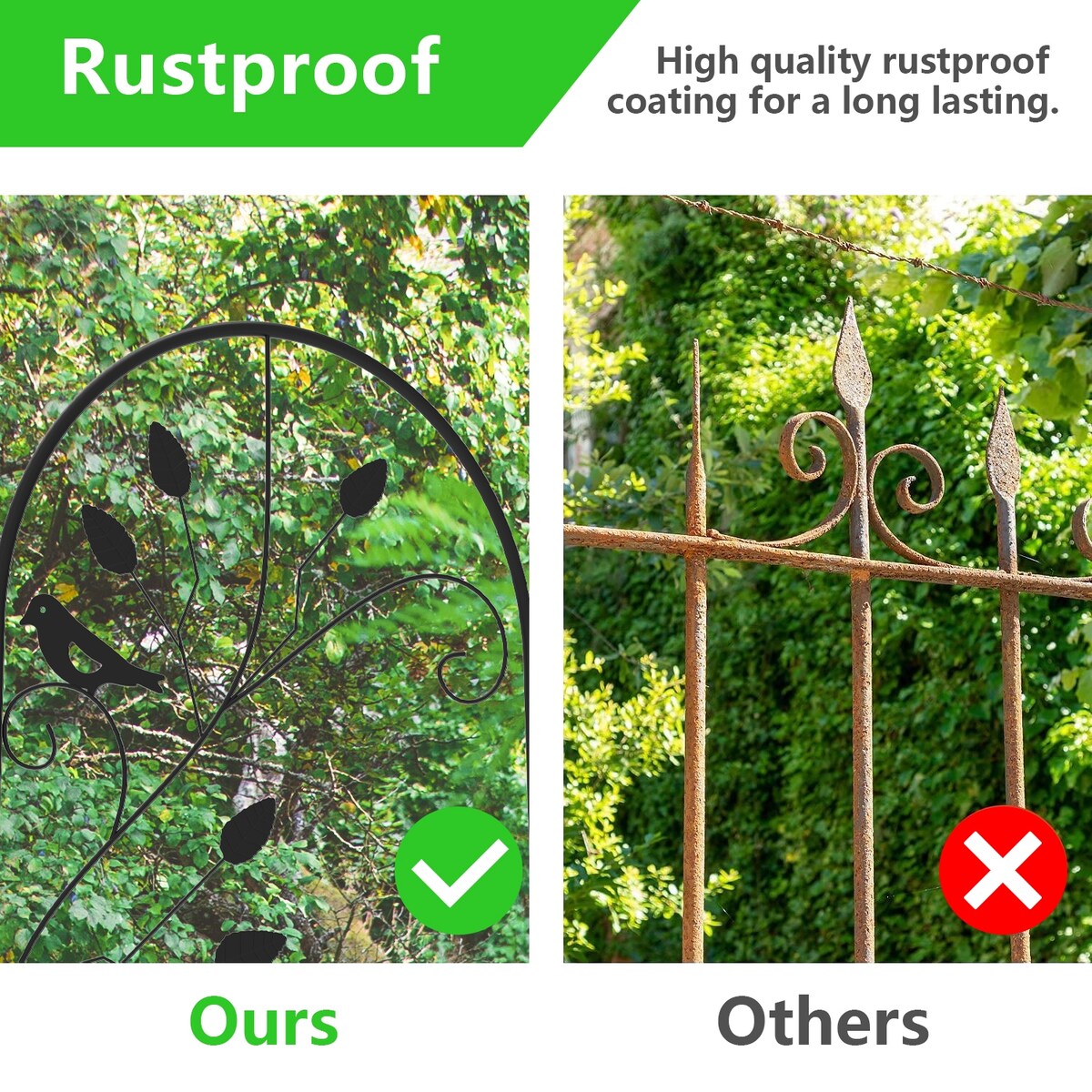 Timechee Tall Garden Fence, Metal Fencing Flower Barrier, 4 Panels