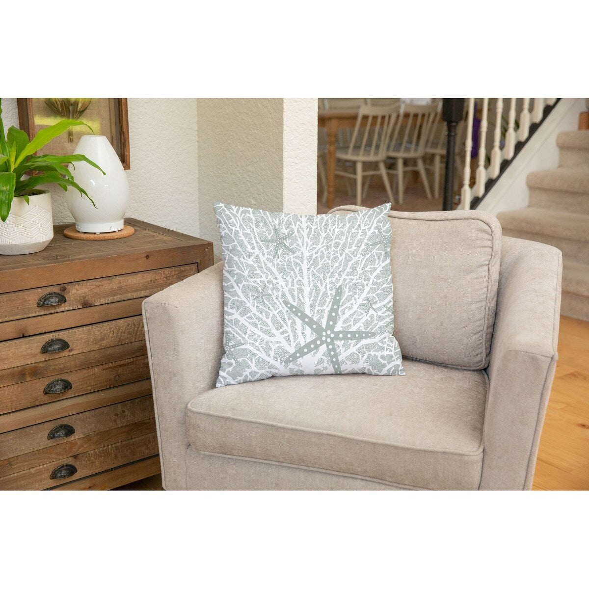 FAN CORAL LIGHT GREEN Accent Pillow by Kavka Designs