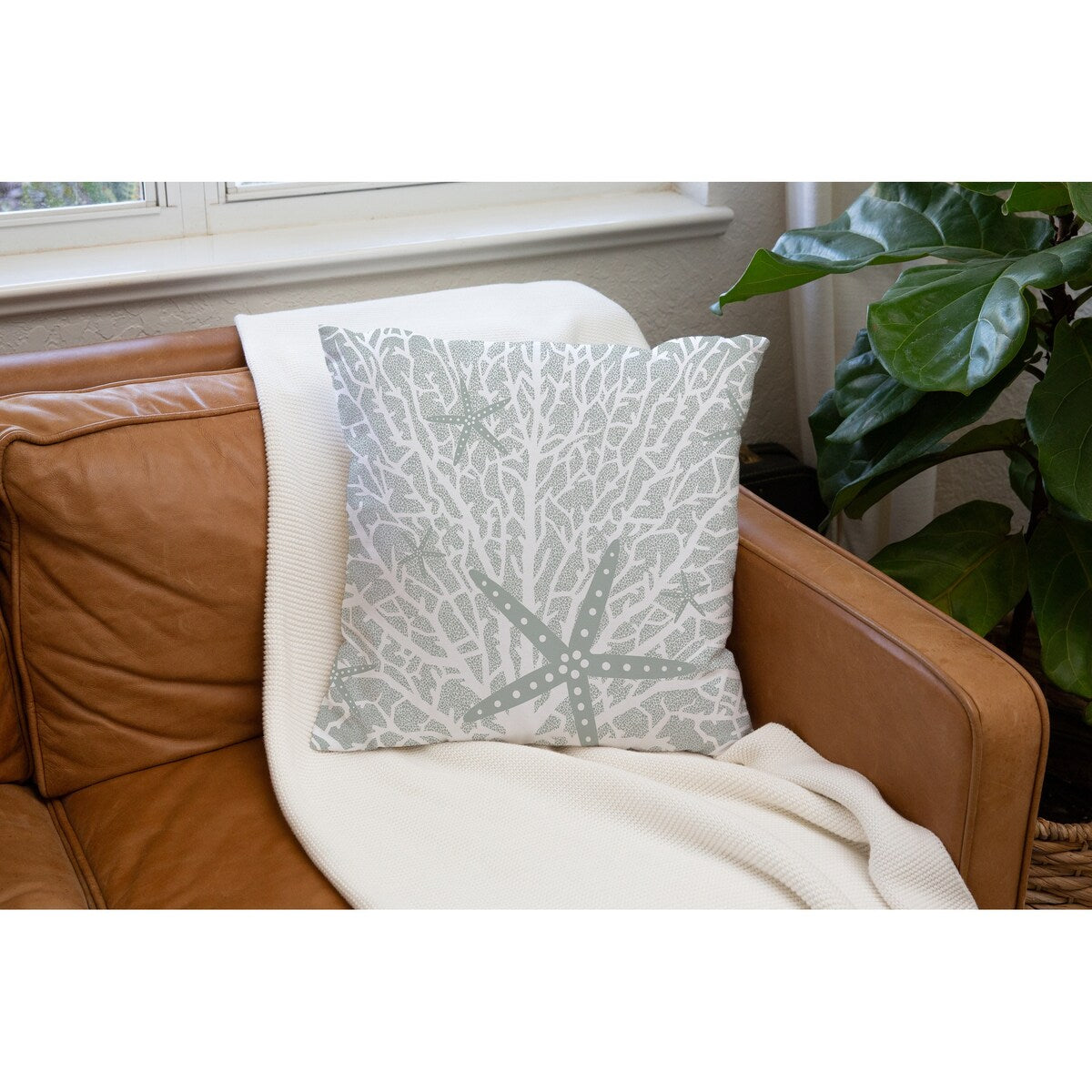 FAN CORAL LIGHT GREEN Accent Pillow by Kavka Designs