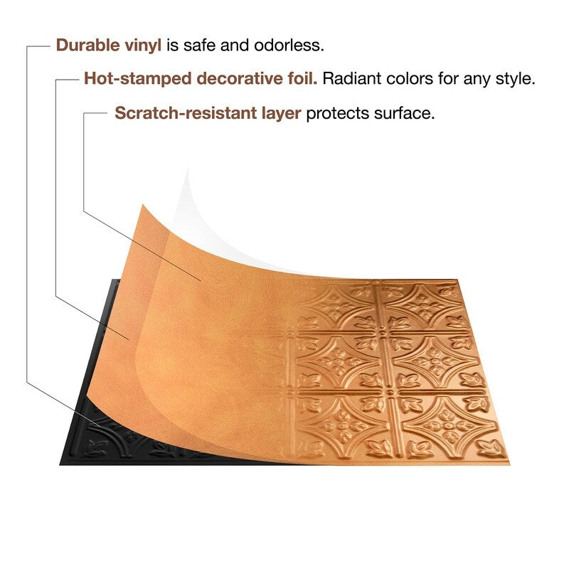 FASÄDE Rib 4-foot x 8-foot PVC Wall Panel in Polished Copper