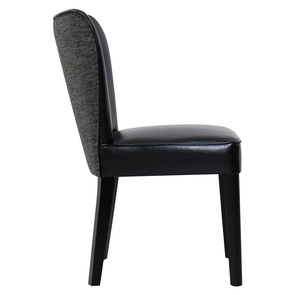 FAUX LEATHER AND BURLAP DINING CHAIR
