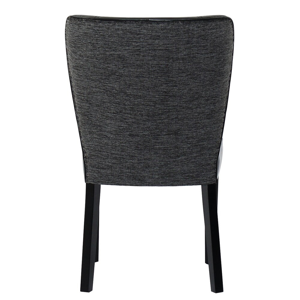 FAUX LEATHER AND BURLAP DINING CHAIR