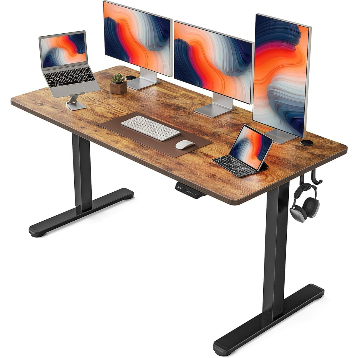 FEZIBO Electric Standing Desk, 63 x 24 Inches Height Adjustable Stand up Desk, Sit Stand Home Office Desk, Computer Desk