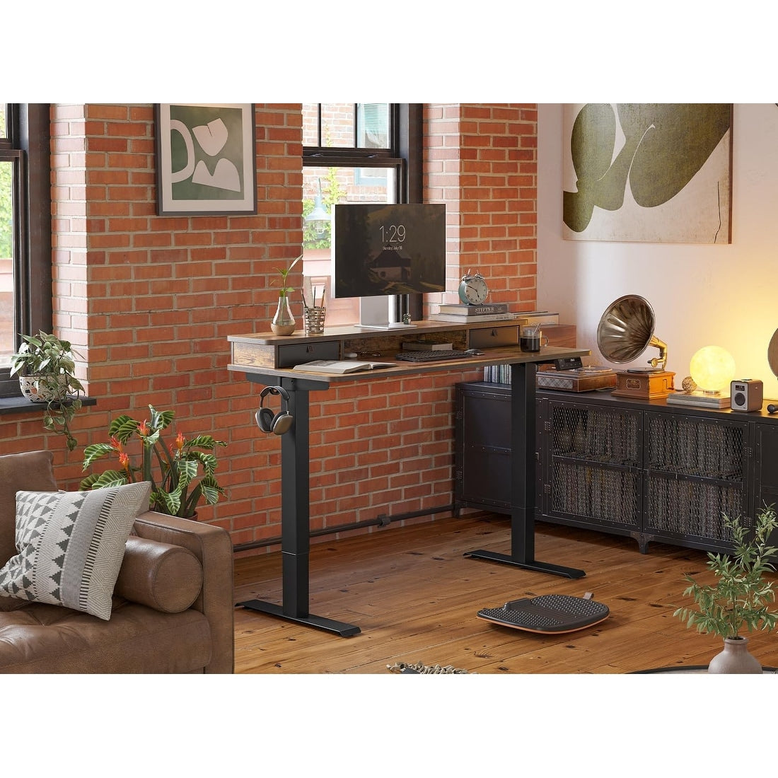 FEZIBO Height Adjustable Electric Standing Desk with Double Drawer St Overstock