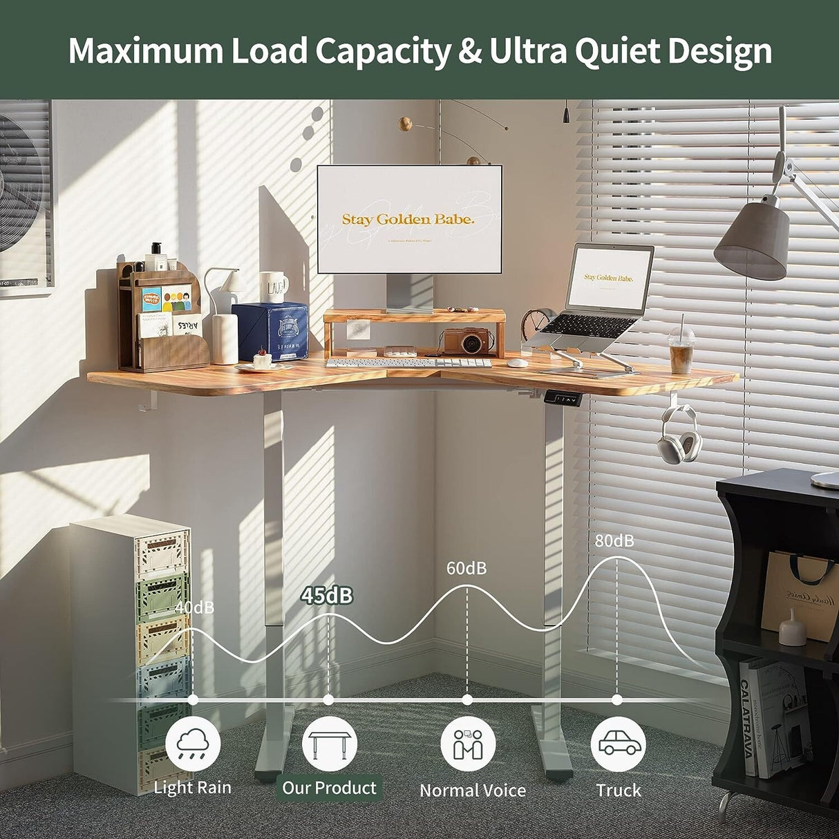 FEZIBO/Home Office Fuirniture/Wood/L Shaped Standing Desk/Desks