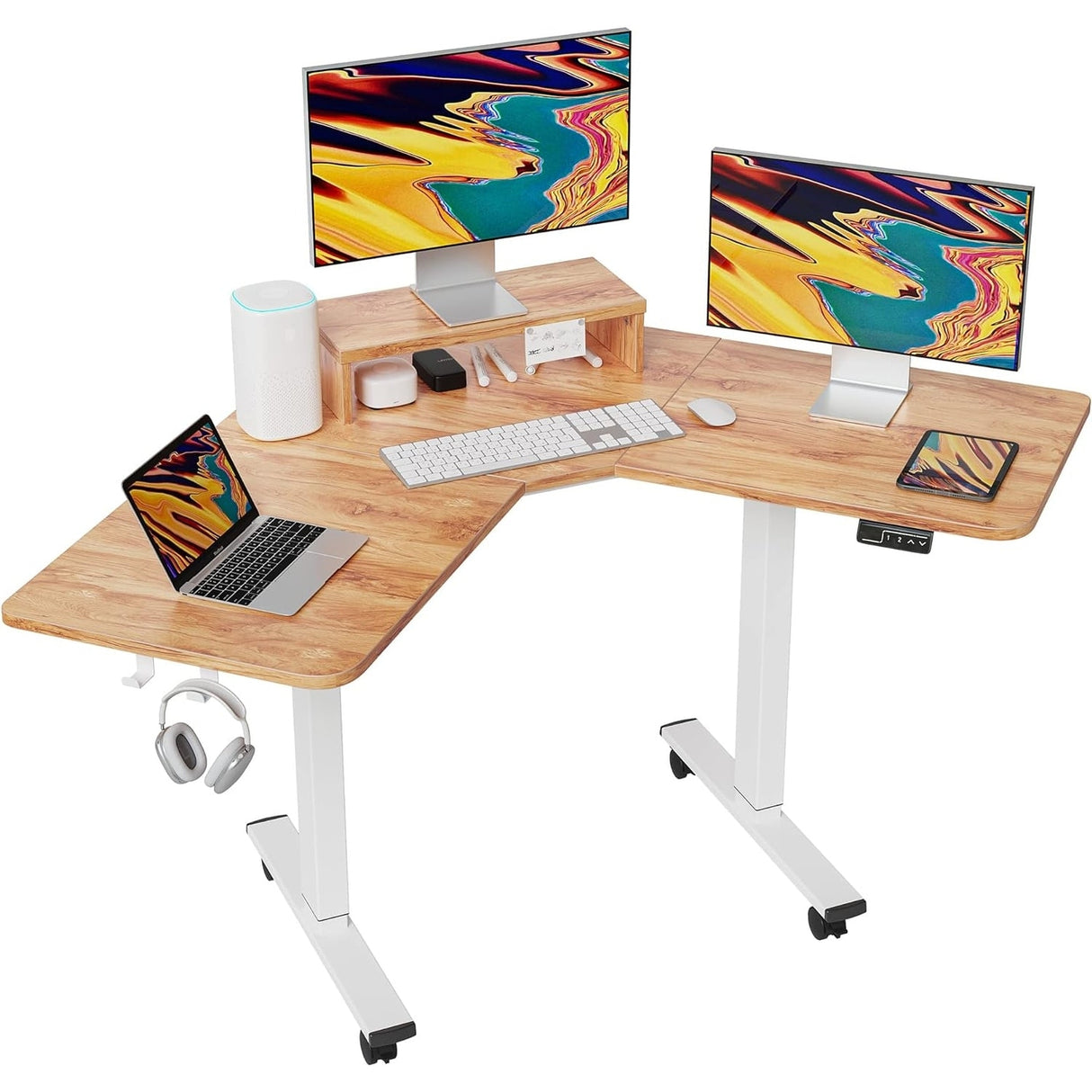 FEZIBO/Home Office Fuirniture/Wood/L Shaped Standing Desk/Desks