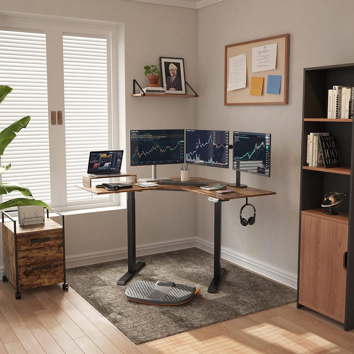 FEZIBO/Home Office Fuirniture/Wood/L Shaped Standing Desk/Desks