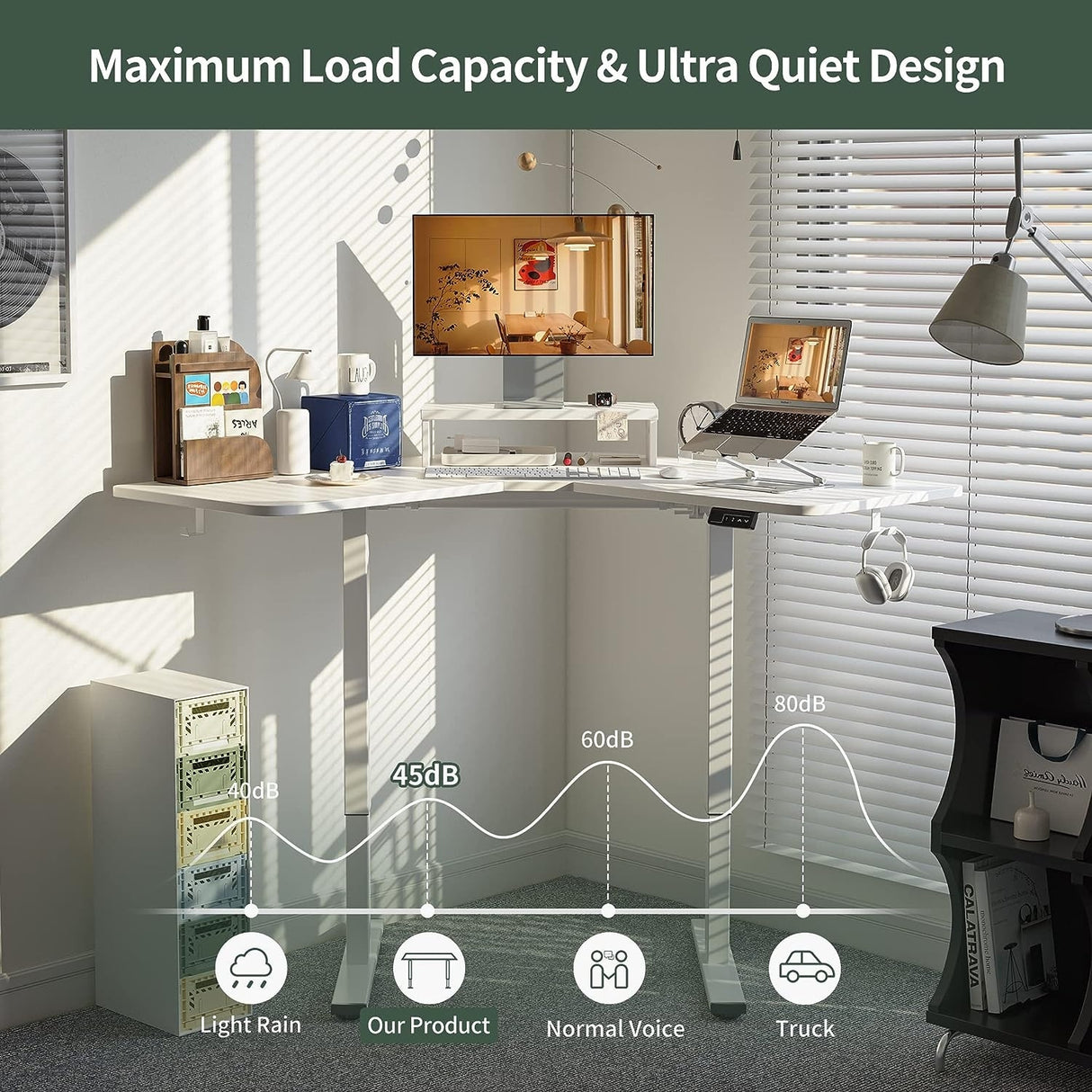 FEZIBO/Home Office Fuirniture/Wood/L Shaped Standing Desk/Desks