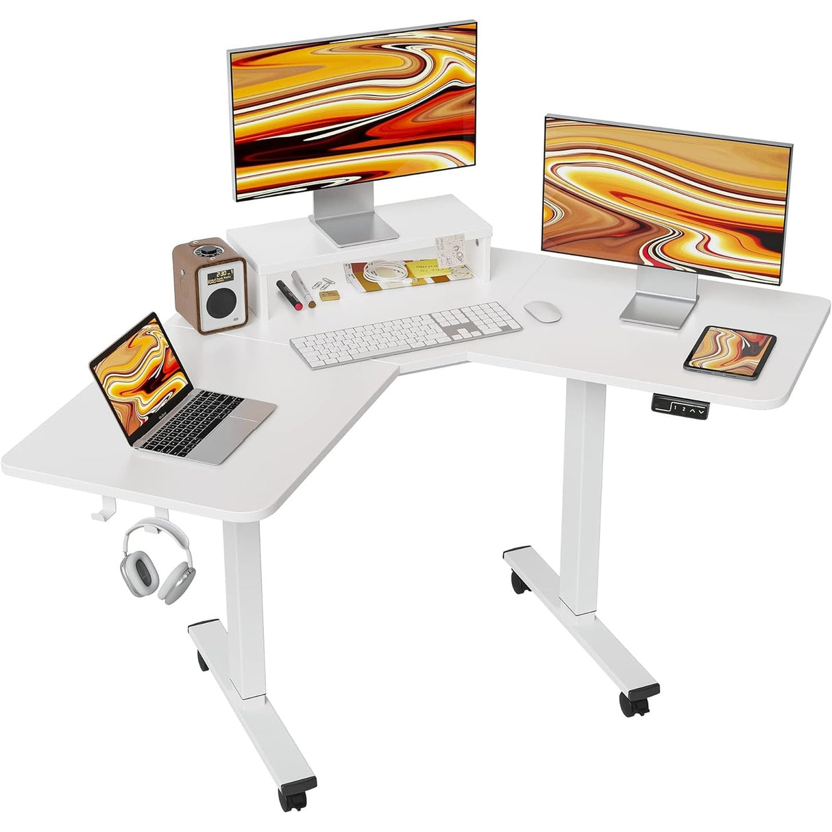 FEZIBO/Home Office Fuirniture/Wood/L Shaped Standing Desk/Desks