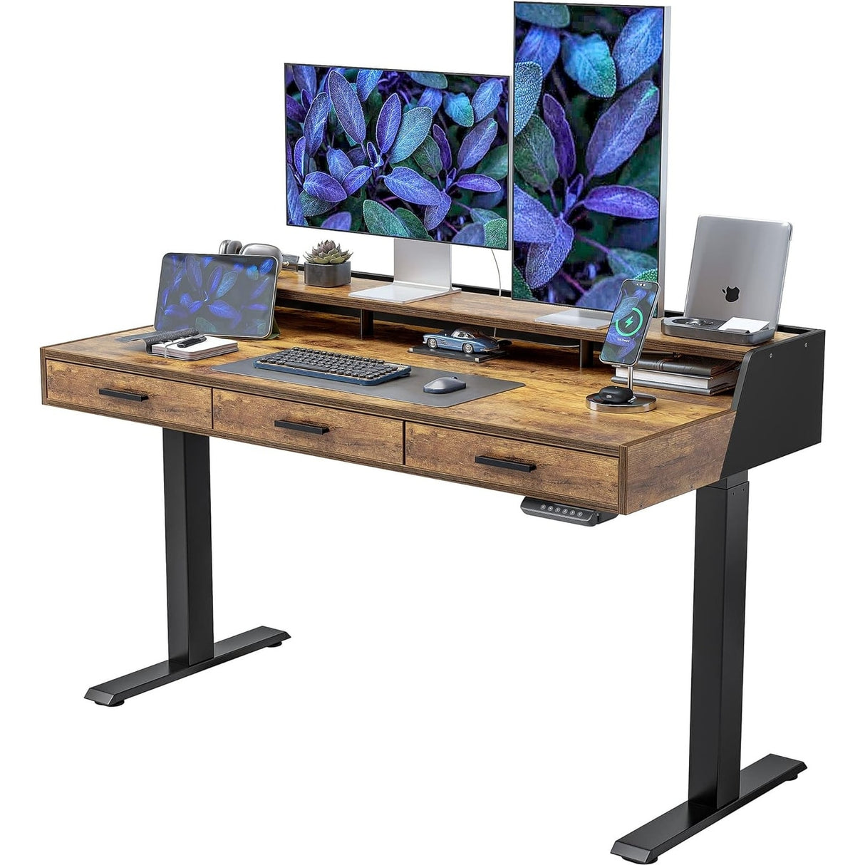 FEZIBO/Home Office Furniture/Wood/Standing Desk With 3 Drawers/Desks