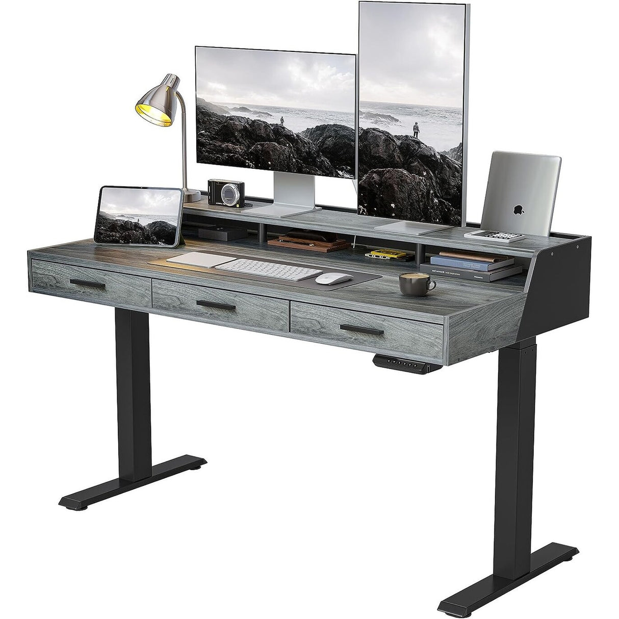FEZIBO/Home Office Furniture/Wood/Standing Desk With 3 Drawers/Desks