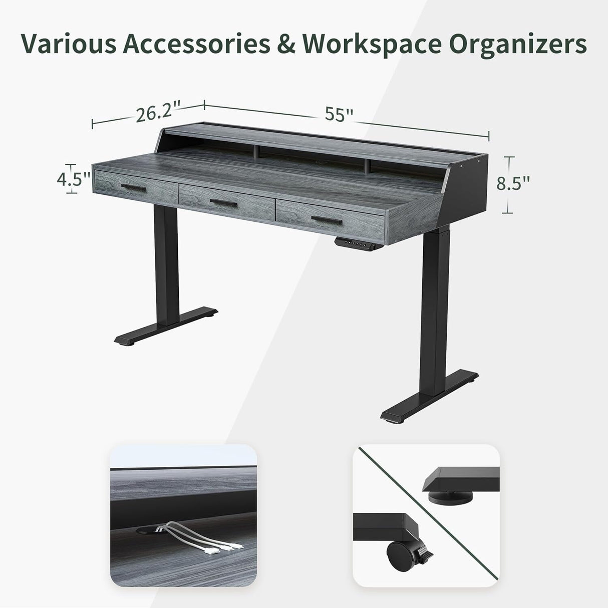 FEZIBO/Home Office Furniture/Wood/Standing Desk With 3 Drawers/Desks