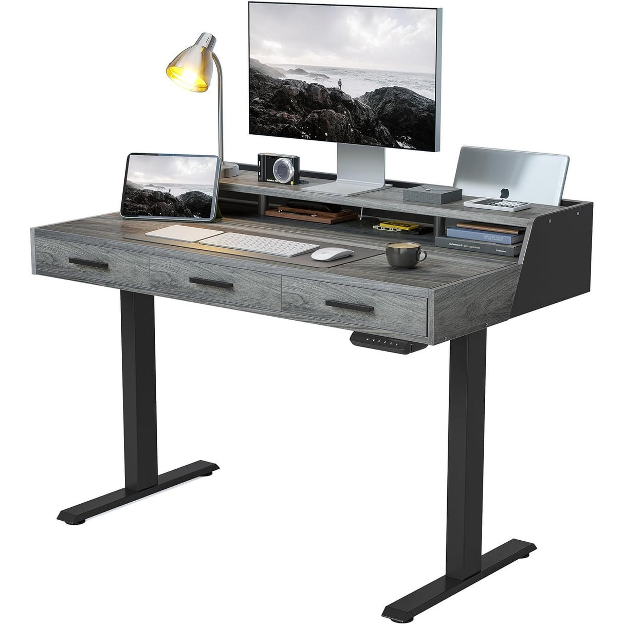 FEZIBO/Home Office Furniture/Wood/Standing Desk With 3 Drawers/Desks