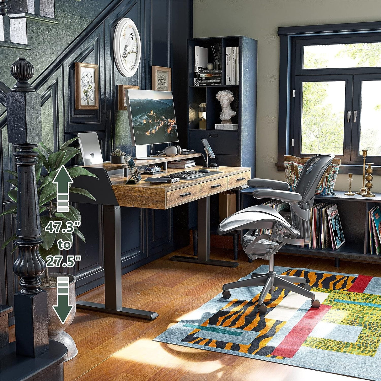 FEZIBO/Home Office Furniture/Wood/Standing Desk With 3 Drawers/Desks