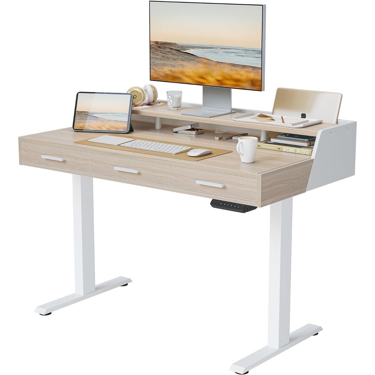FEZIBO/Home Office Furniture/Wood/Standing Desk With 3 Drawers/Desks