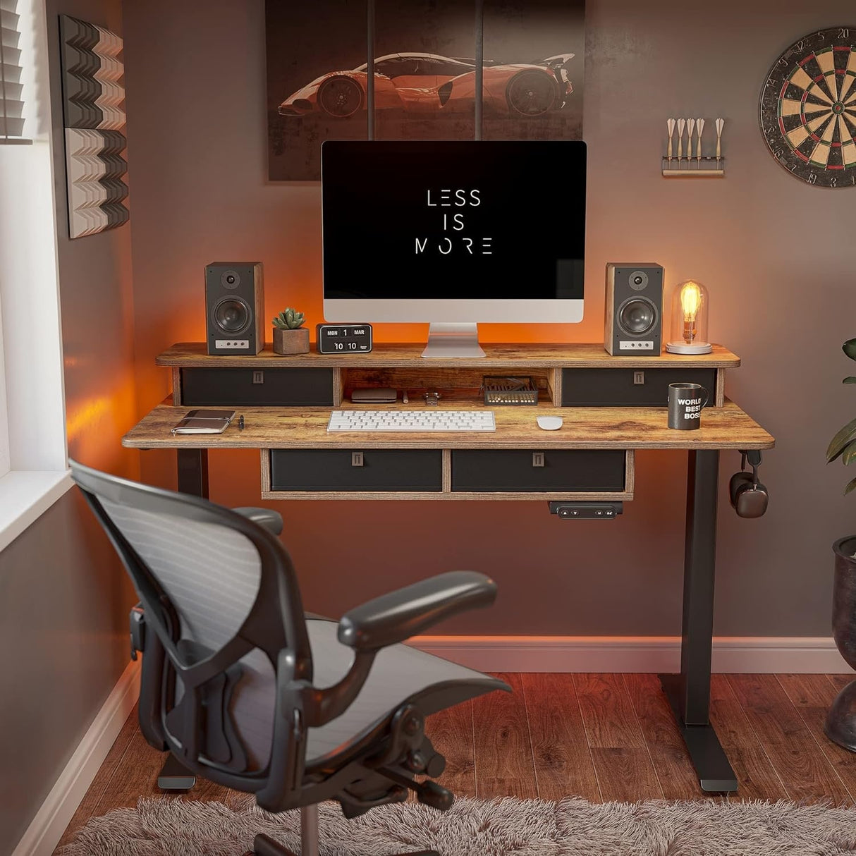 FEZIBO/Home Office Furniture/Wood/Standing Desk With 4 Drawers/Desks