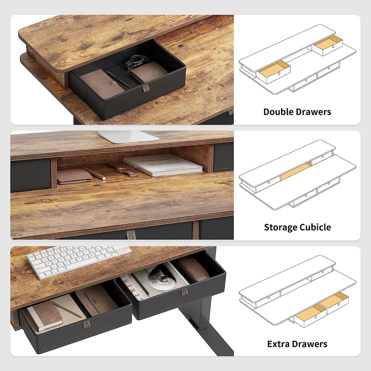 FEZIBO/Home Office Furniture/Wood/Standing Desk With 4 Drawers/Desks