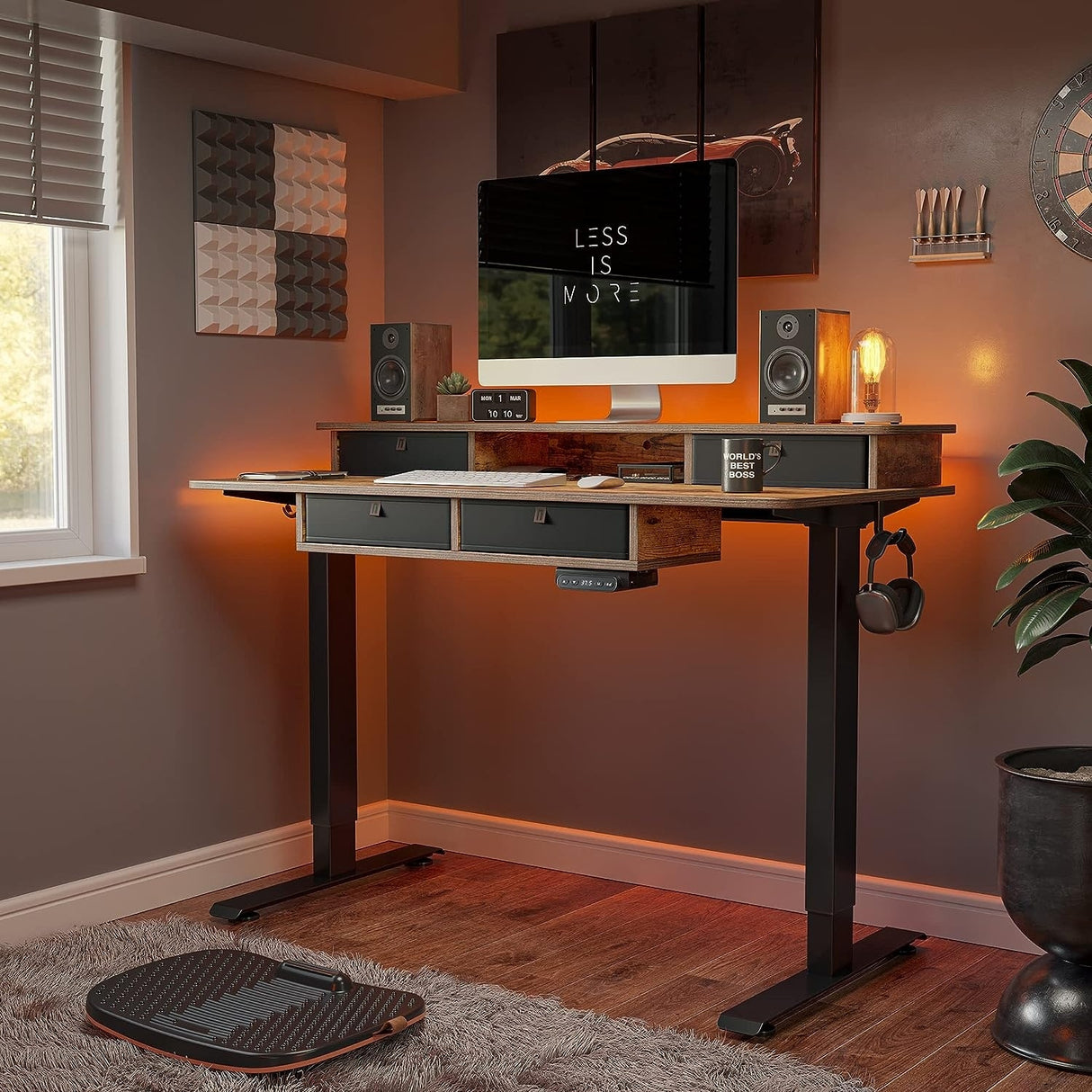 FEZIBO/Home Office Furniture/Wood/Standing Desk With 4 Drawers/Desks