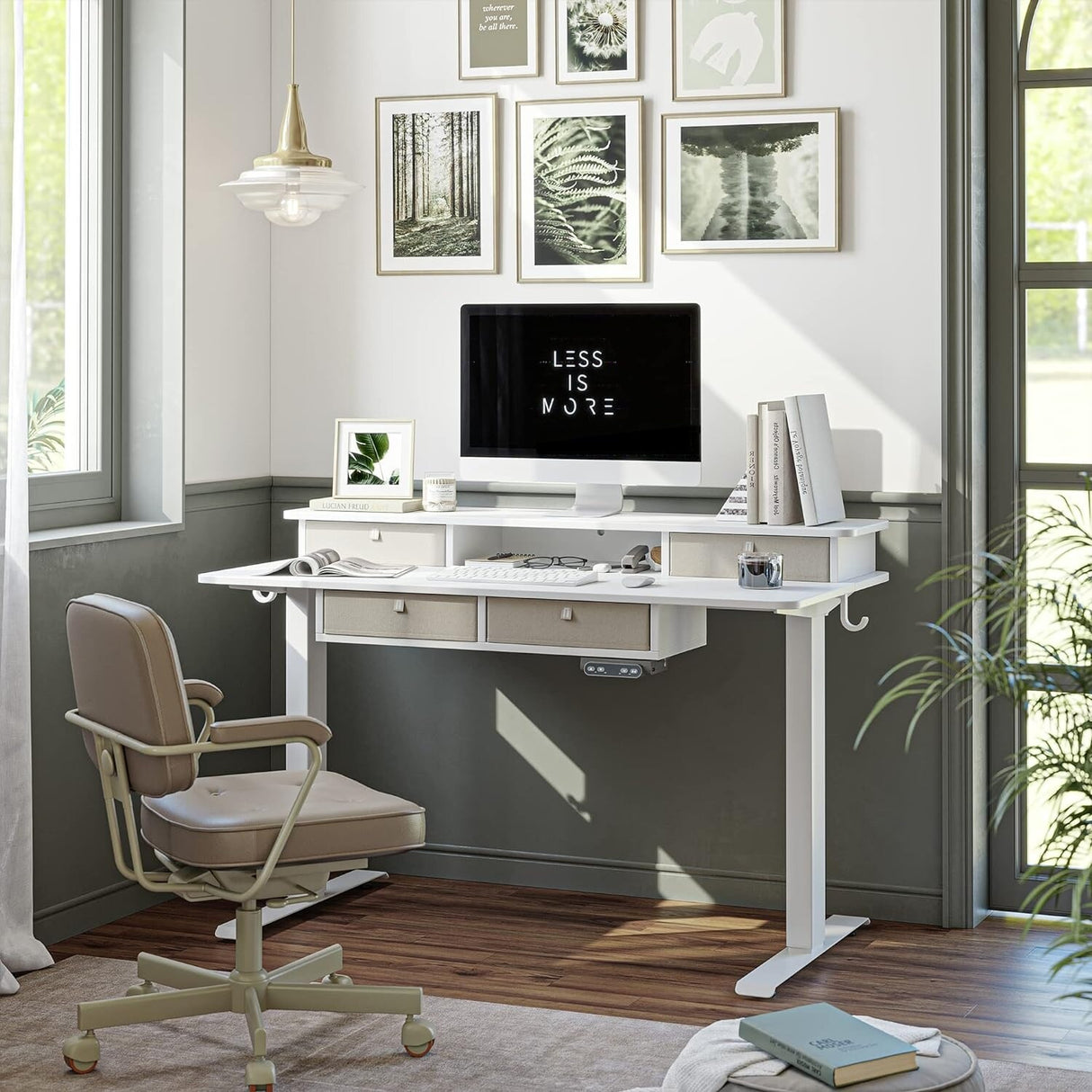 FEZIBO/Home Office Furniture/Wood/Standing Desk With 4 Drawers/Desks