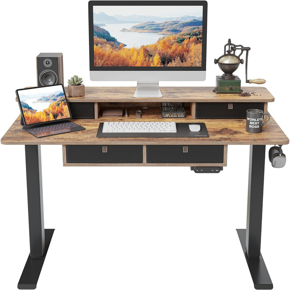 FEZIBO/Home Office Furniture/Wood/Standing Desk With 4 Drawers/Desks
