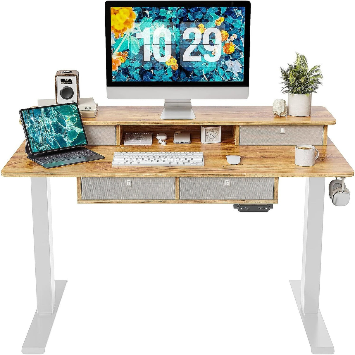 FEZIBO/Home Office Furniture/Wood/Standing Desk With 4 Drawers/Desks