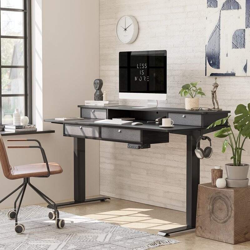 FEZIBO/Home Office Furniture/Wood/Standing Desk With 4 Drawers/Desks