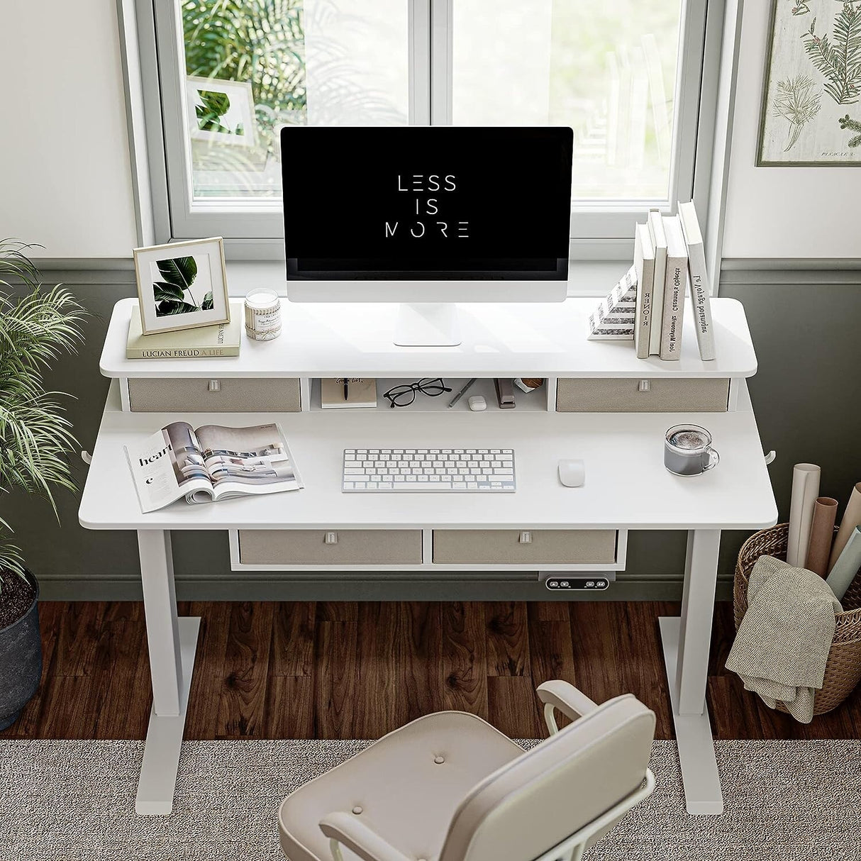 FEZIBO/Home Office Furniture/Wood/Standing Desk With 4 Drawers/Desks