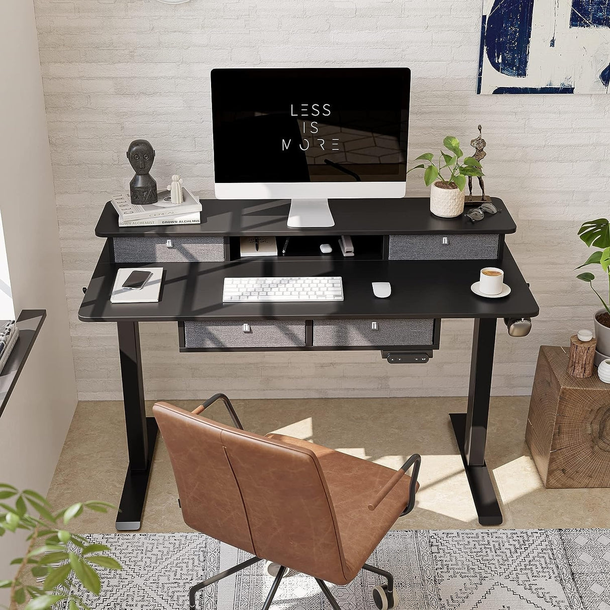 FEZIBO/Home Office Furniture/Wood/Standing Desk With 4 Drawers/Desks