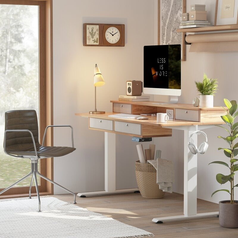 FEZIBO/Home Office Furniture/Wood/Standing Desk With 4 Drawers/Desks