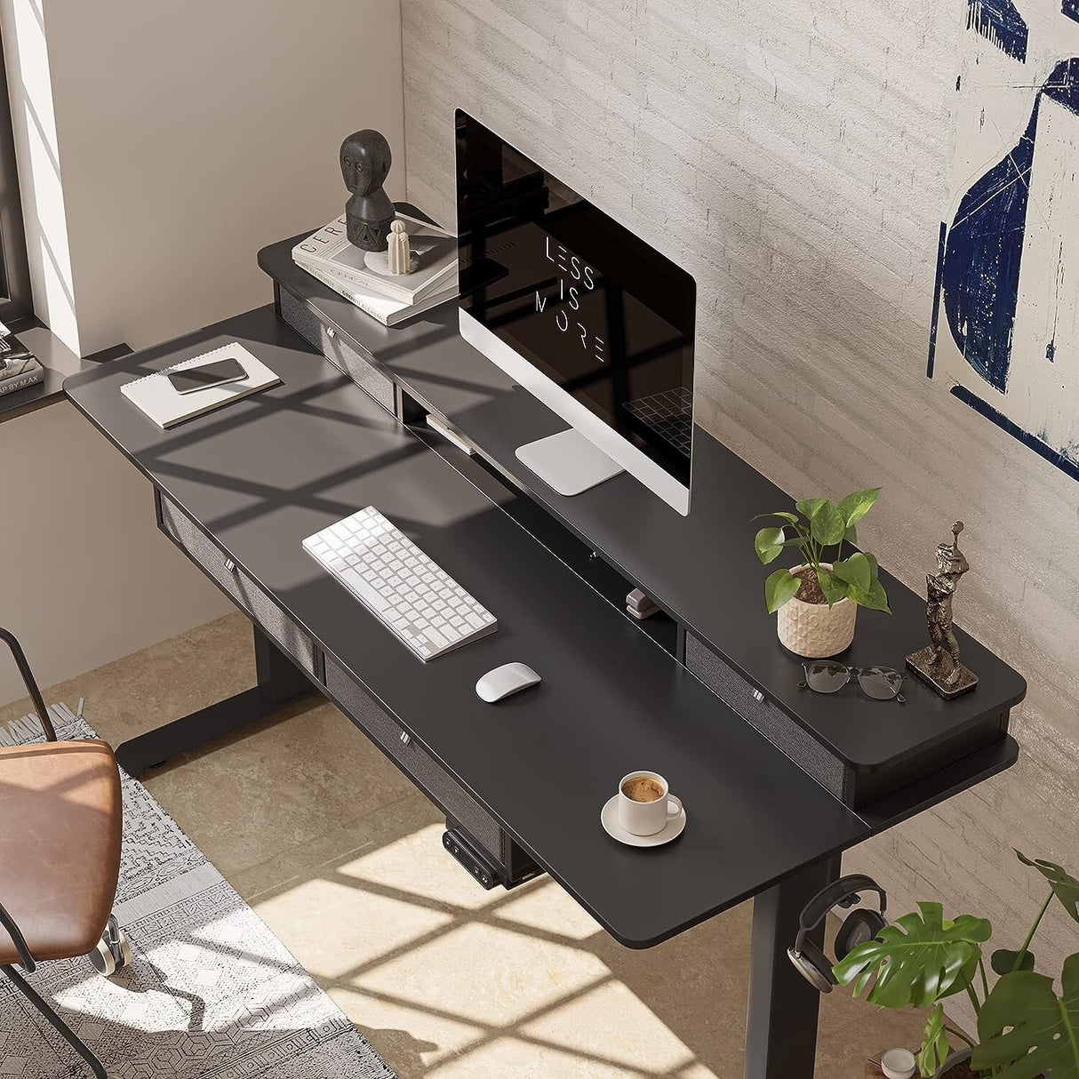 FEZIBO/Home Office Furniture/Wood/Standing Desk With 4 Drawers/Desks