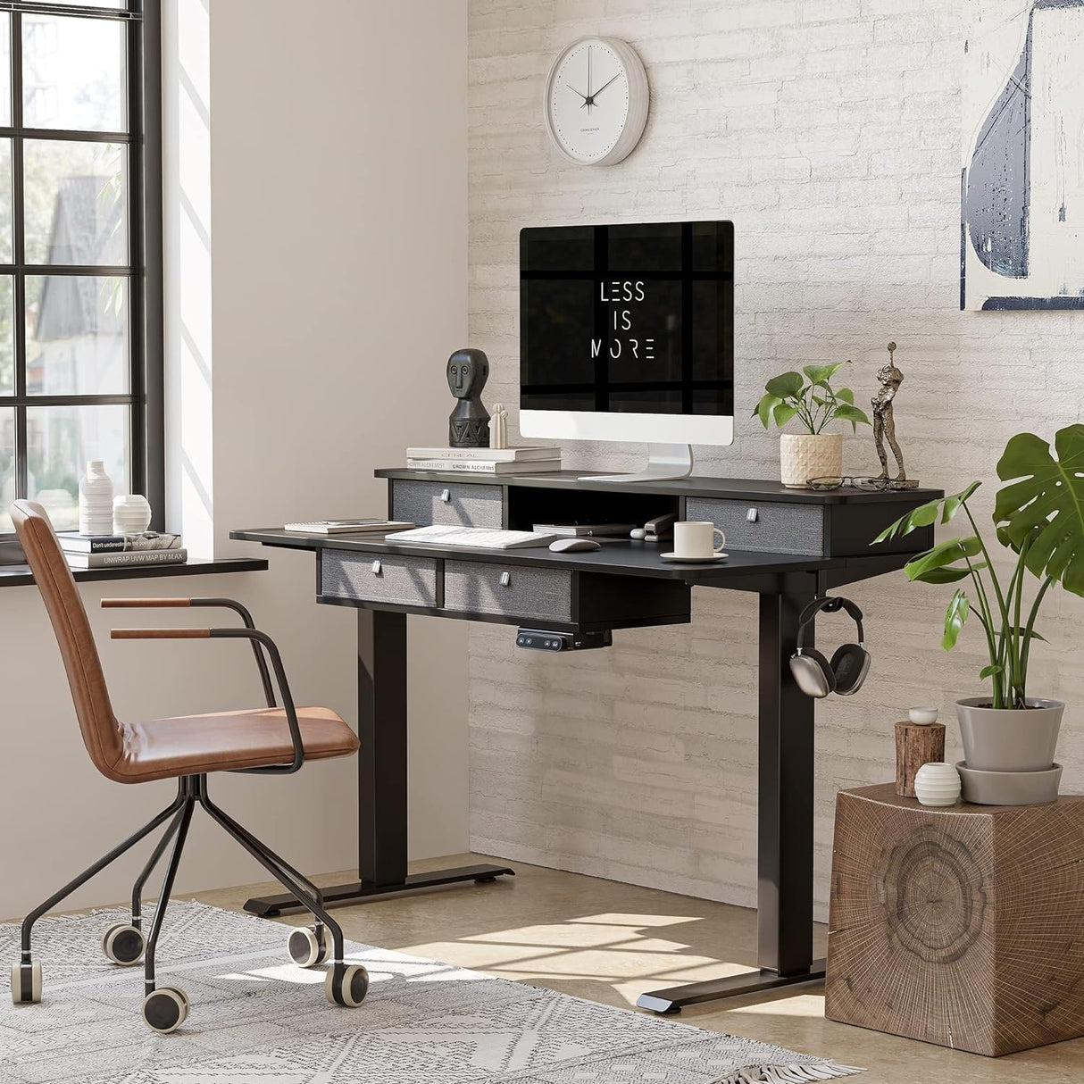 FEZIBO/Home Office Furniture/Wood/Standing Desk With 4 Drawers/Desks