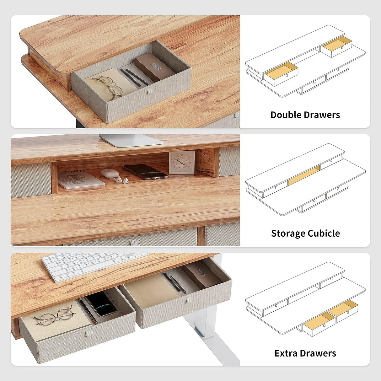 FEZIBO/Home Office Furniture/Wood/Standing Desk With 4 Drawers/Desks