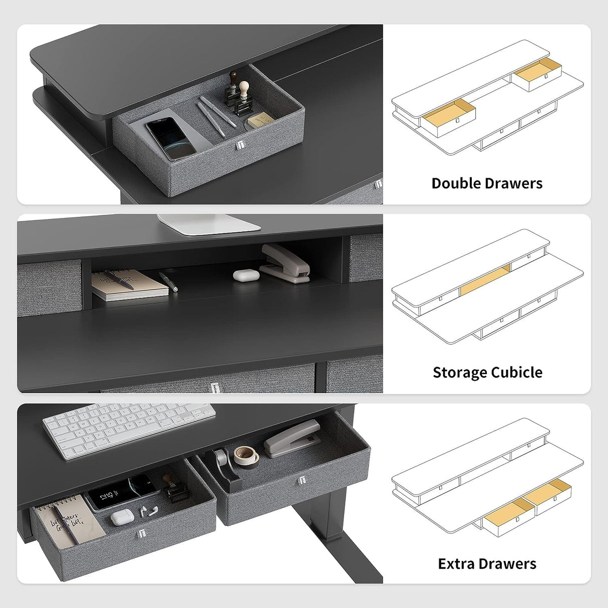 FEZIBO/Home Office Furniture/Wood/Standing Desk With 4 Drawers/Desks