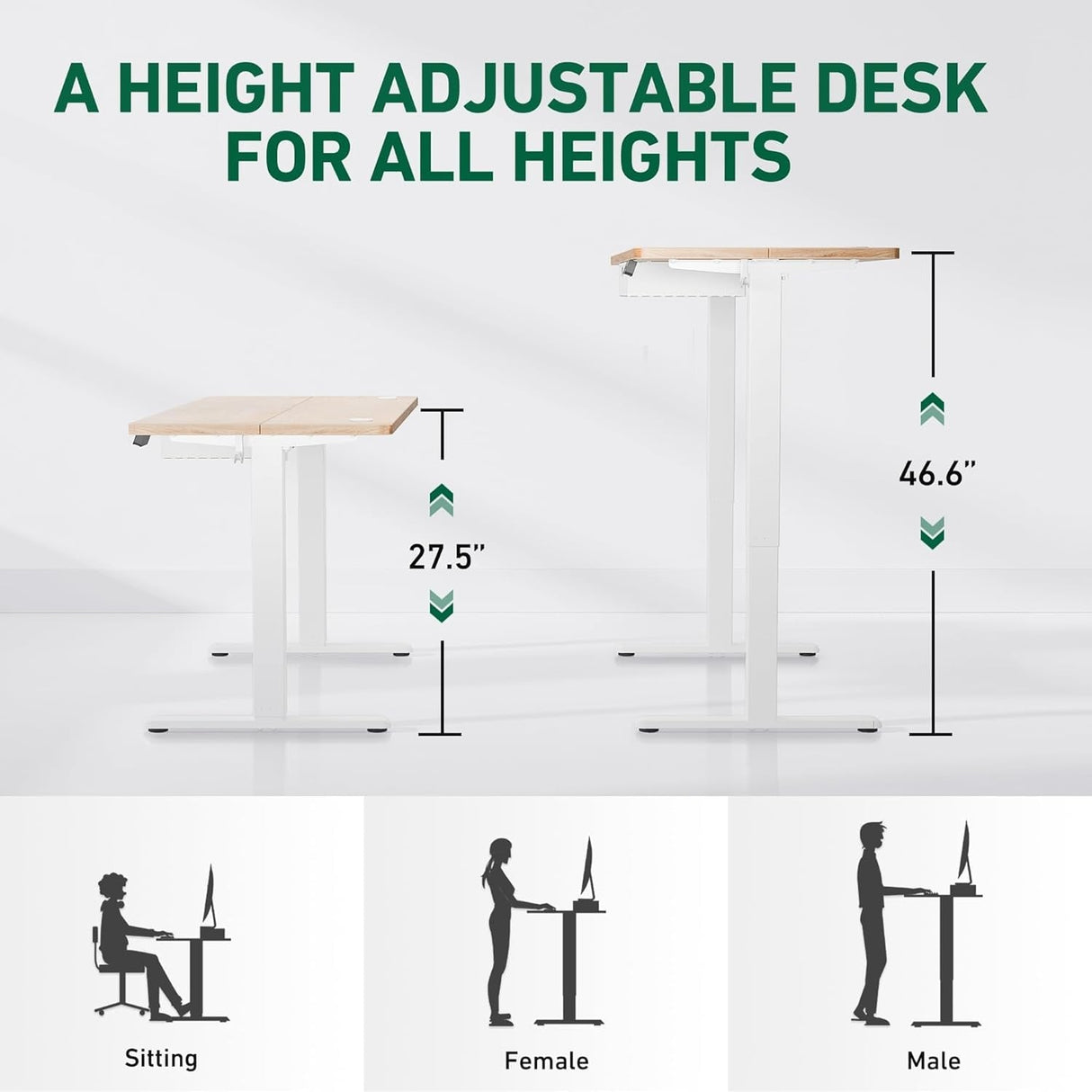 FEZIBO Standing Desk with Drawer, Adjustable Height Electric Stand up Desk with Storage, Sit Stand Home Office Desk