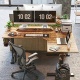 FEZIBO Triple Motor L Shaped Standing Desk, Electric Standing Desk Adjustable Height, Corner Stand up Desk with Splice Board
