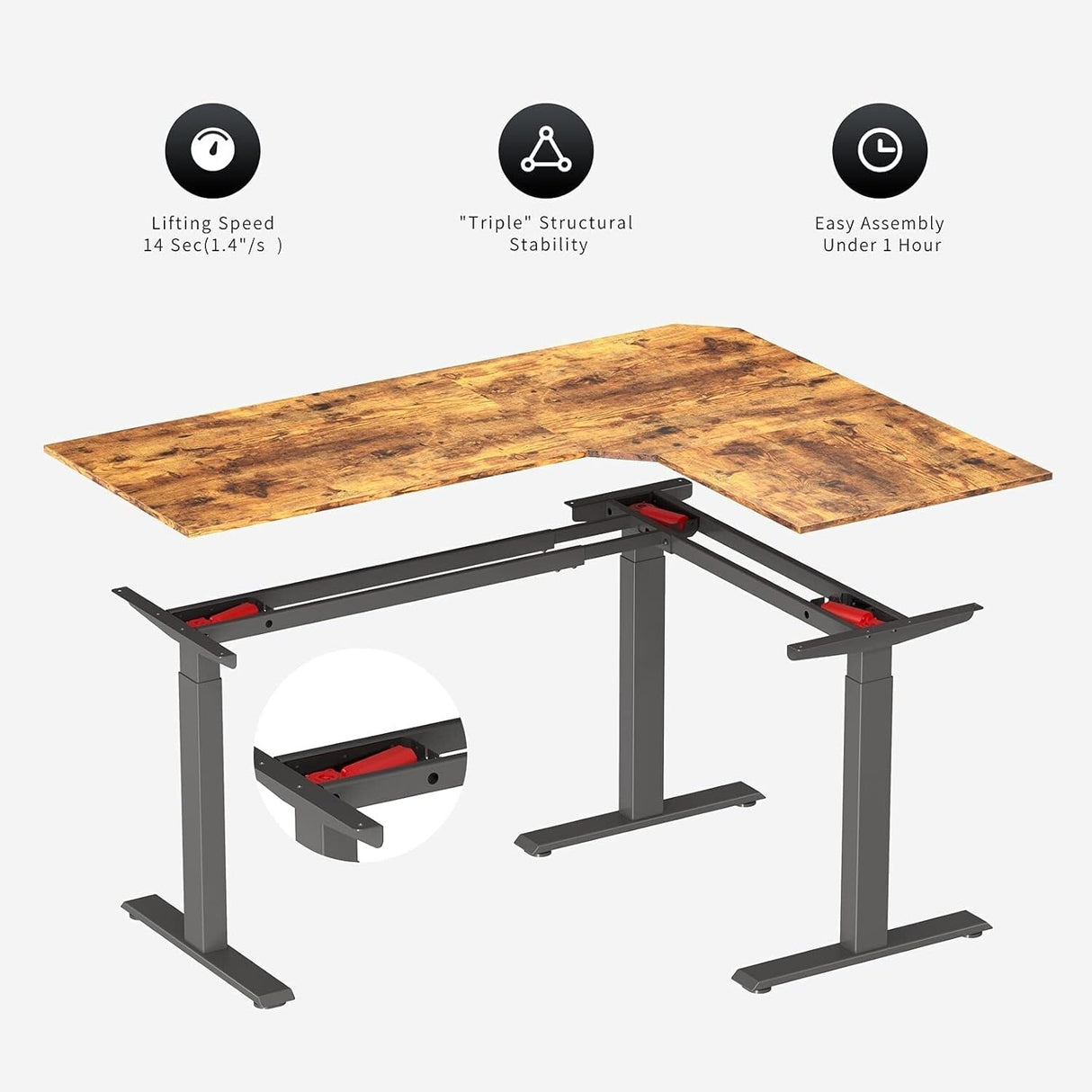 FEZIBO Triple Motor L Shaped Standing Desk, Electric Standing Desk Adjustable Height, Corner Stand up Desk with Splice Board