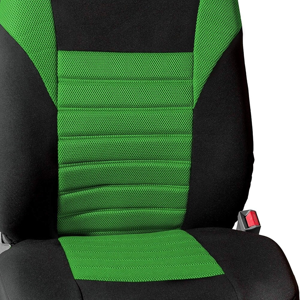 FH Group Green Premium 3D Air Mesh Seat Covers Pair Set (Airbag Compatible)-Fit Most Car, Truck, SUV, or Van