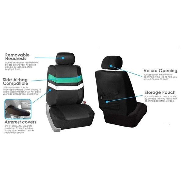 FH Group Mint Varsity Spirit PU Leather Seat Covers, Airbag Compatible & Split Benth-Universal Fit for Cars, Auto, Trucks, SUV