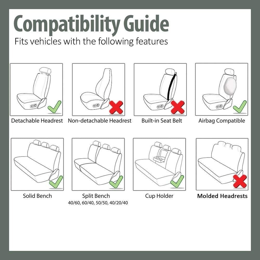FH Group Mint Varsity Spirit PU Leather Seat Covers, Airbag Compatible & Split Benth-Universal Fit for Cars, Auto, Trucks, SUV