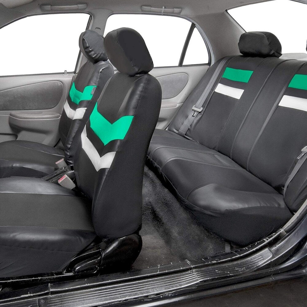 FH Group Mint Varsity Spirit PU Leather Seat Covers, Airbag Compatible