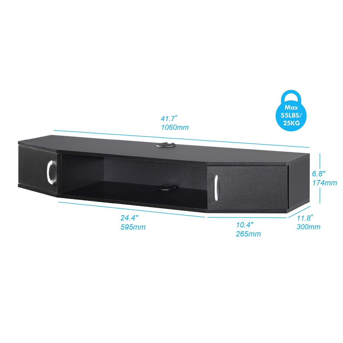 FITUEYES Wall Mounted TV Media Console Floating Desk Storage Hutch - 43.3