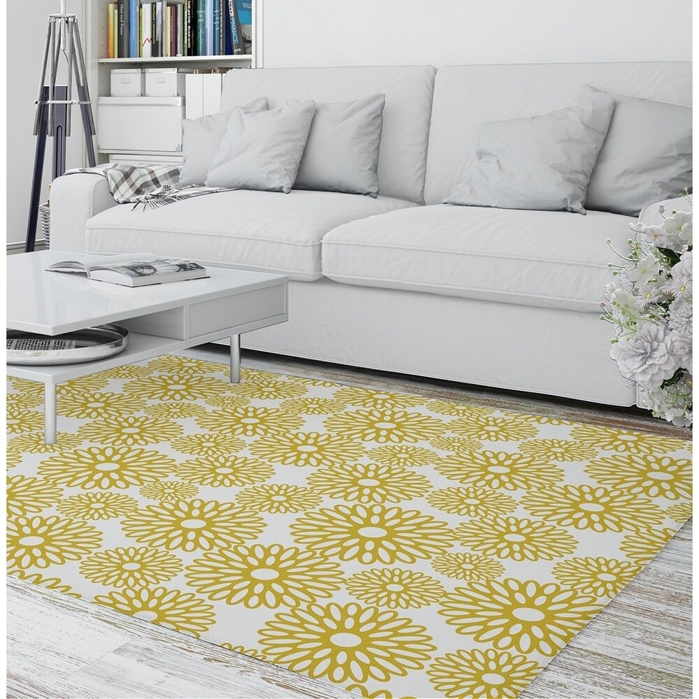 FLOWER POWER YELLOW Area Rug by Kavka Designs