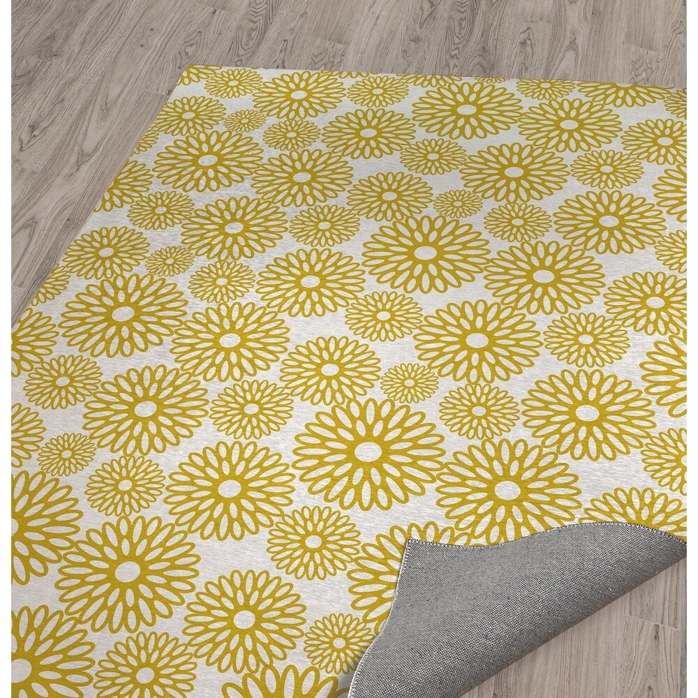 FLOWER POWER YELLOW Area Rug by Kavka Designs